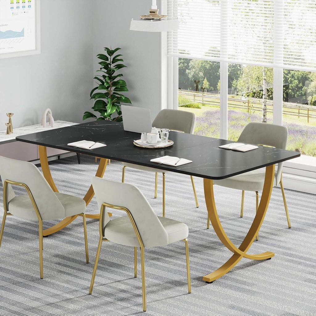 Executive Desk 63 Inch Wide Black And Gold Office Desk