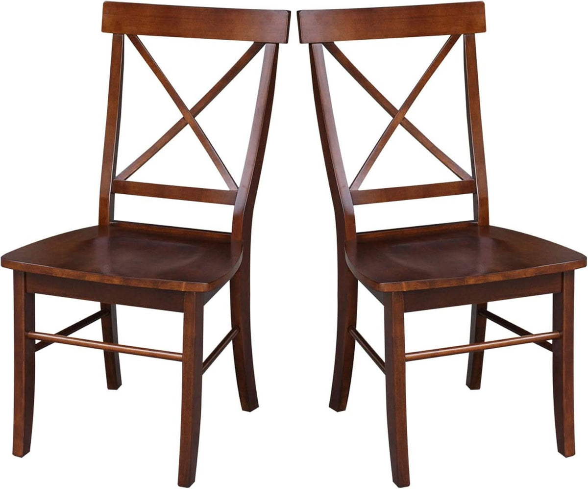 Espresso Solid Wood X Back Dining Chairs Set For Kitchen