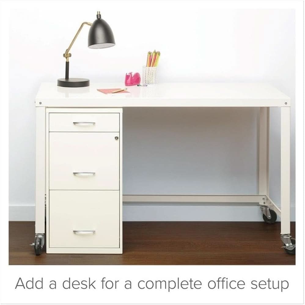 3 Drawer 27.32 Inch White Metal Filing Cabinet Lockable Preassembled For Legal And Letter Size