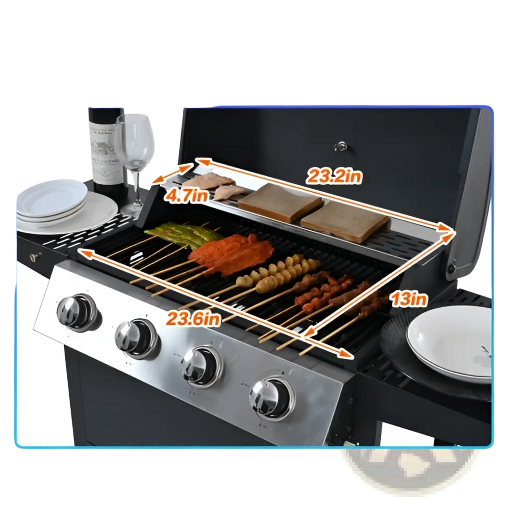 4 Burner Propane Gas Grill 34000 Btu Stainless Steel