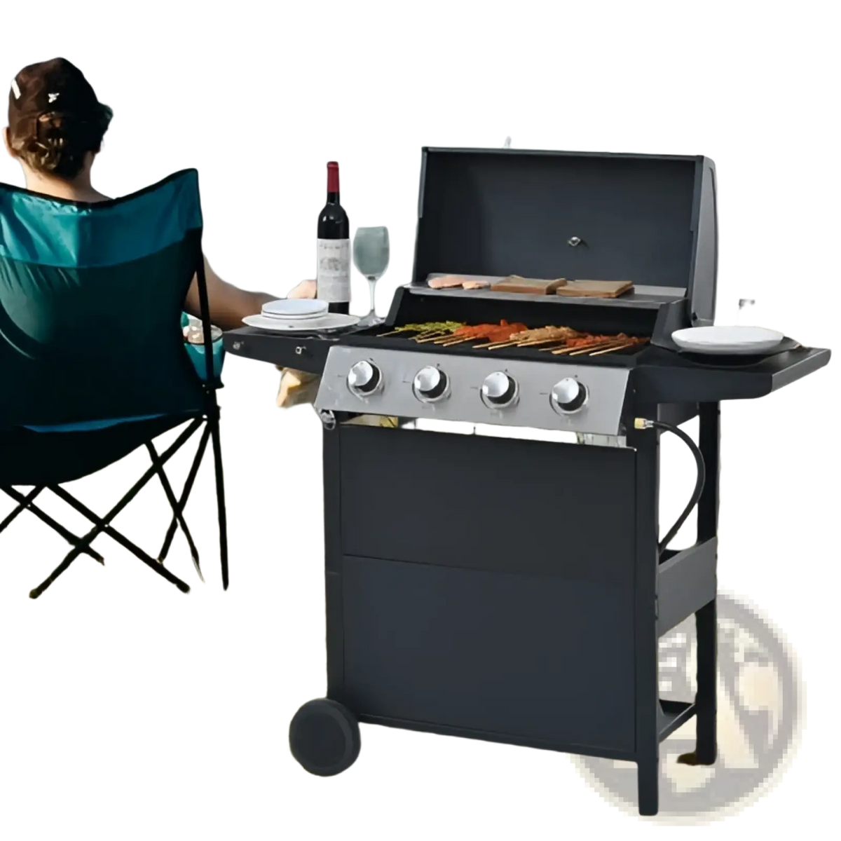 4 Burner Propane Gas Grill 34000 Btu Stainless Steel