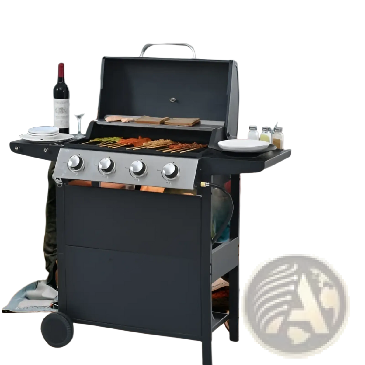 4 Burner Propane Gas Grill 34000 Btu Stainless Steel