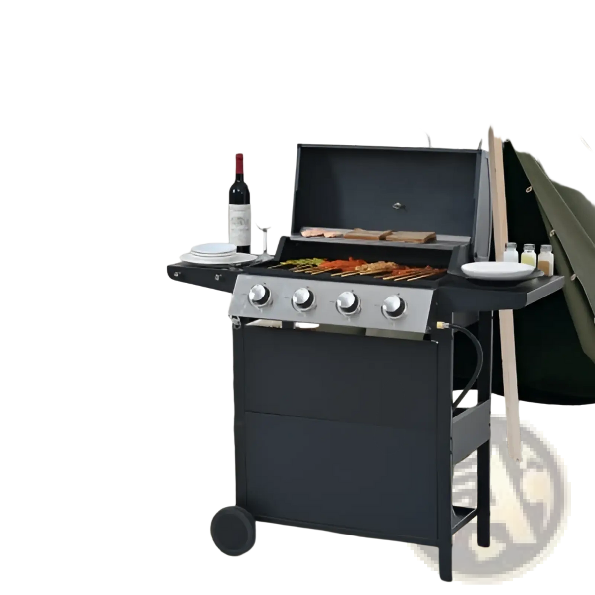 4 Burner Propane Gas Grill 34000 Btu Stainless Steel