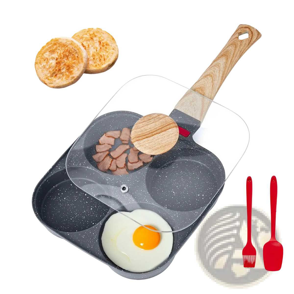 4-cup Nonstick Egg Pan with Lid and Induction Base
