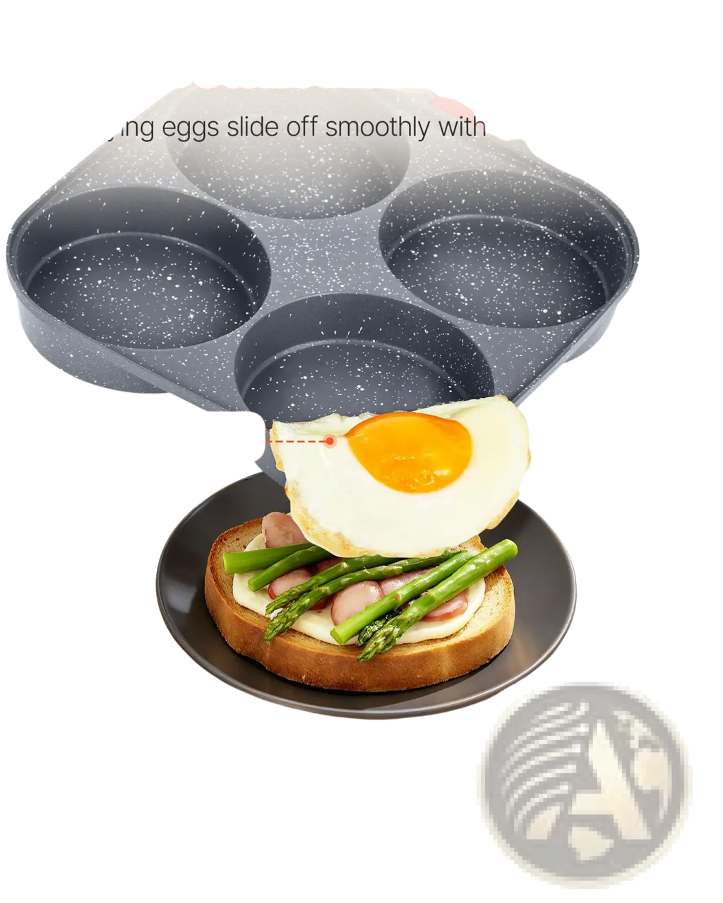 4-cup Nonstick Egg Pan with Lid and Induction Base