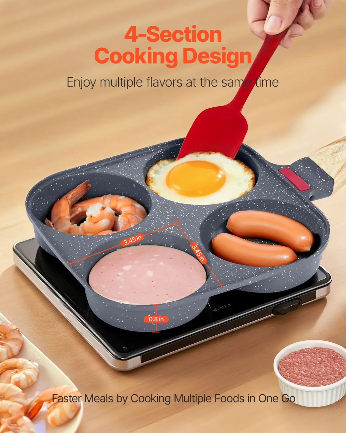 4-cup Nonstick Egg Pan with Lid and Induction Base