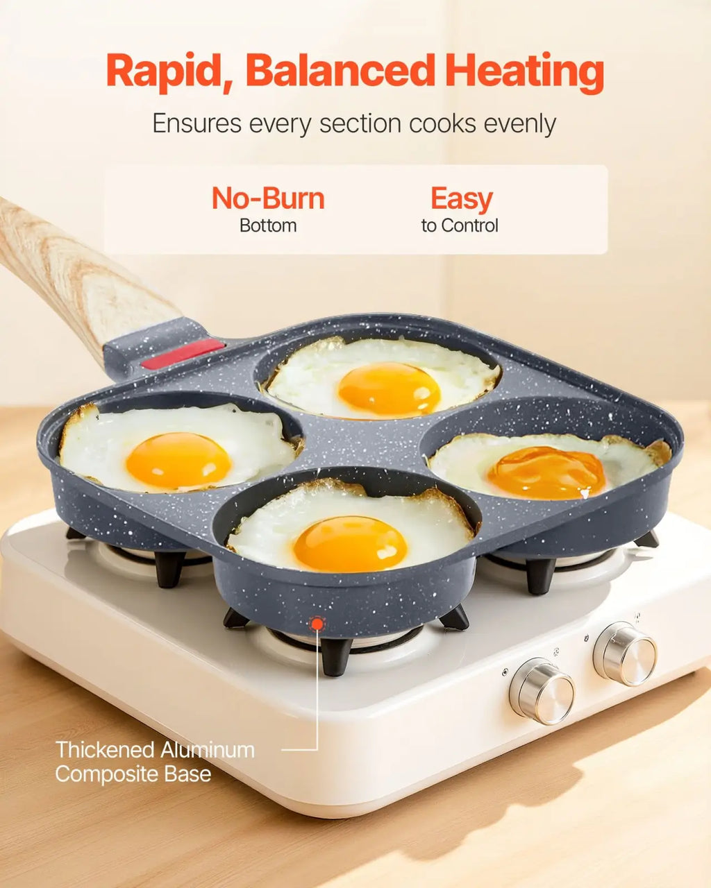 4-cup Nonstick Egg Pan with Lid and Induction Base