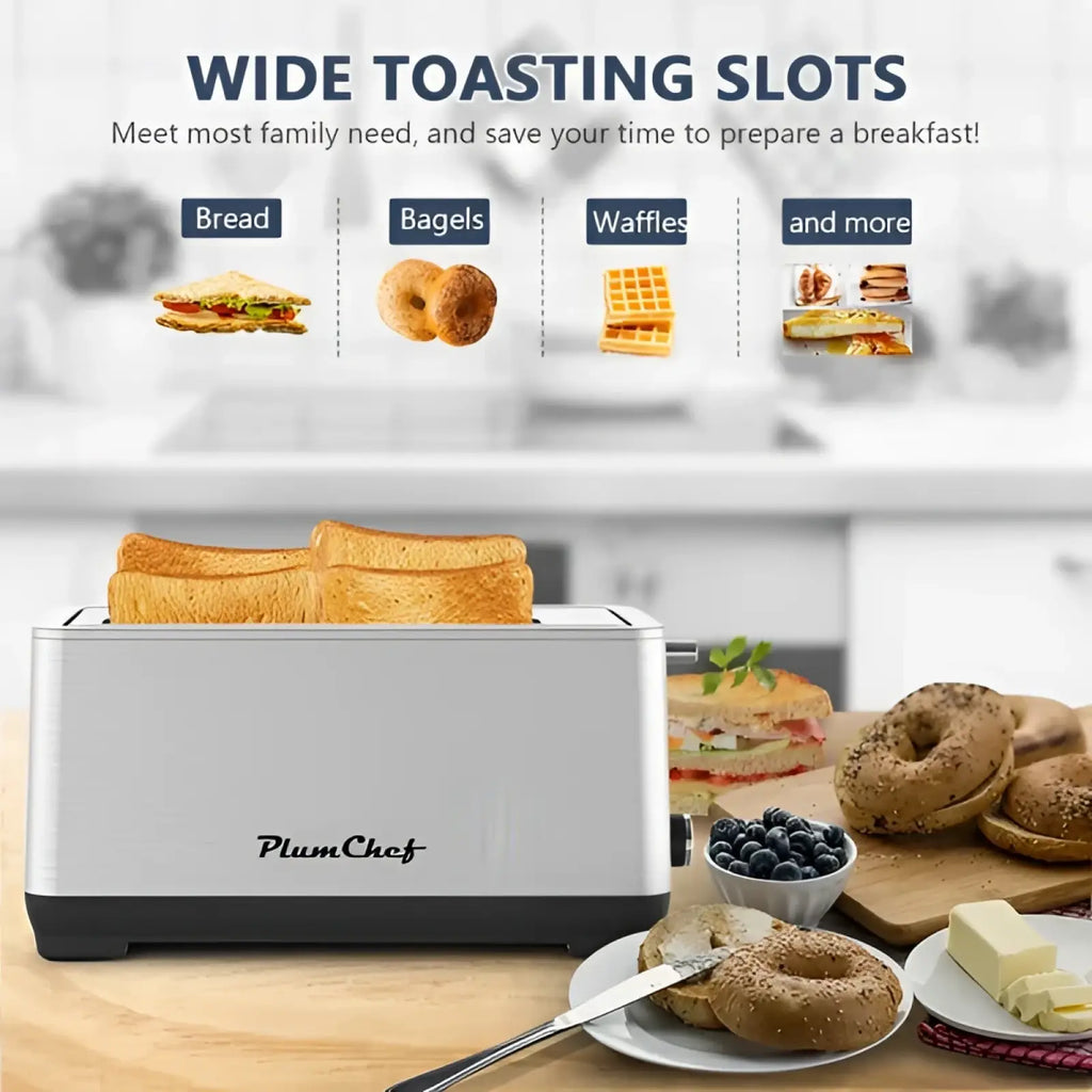 4-slice Toaster Plumchef Stainless Steel Wide Slot