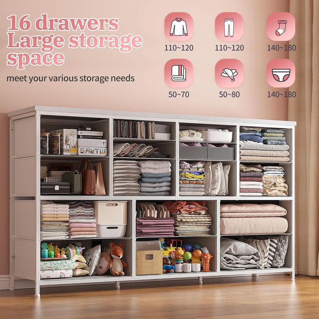 White Dresser TV Stand With Power Outlet And USB 51In Wide