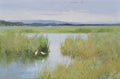 Original Oil Painting of Marsh with egrets