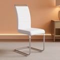 White PU Leather Dining Chair Set High Back Upholstered