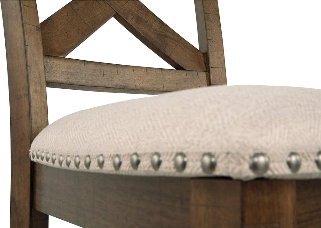 Moriville 24.5 Inch Upholstered Farmhouse Barstools Beige Brown Set of Two