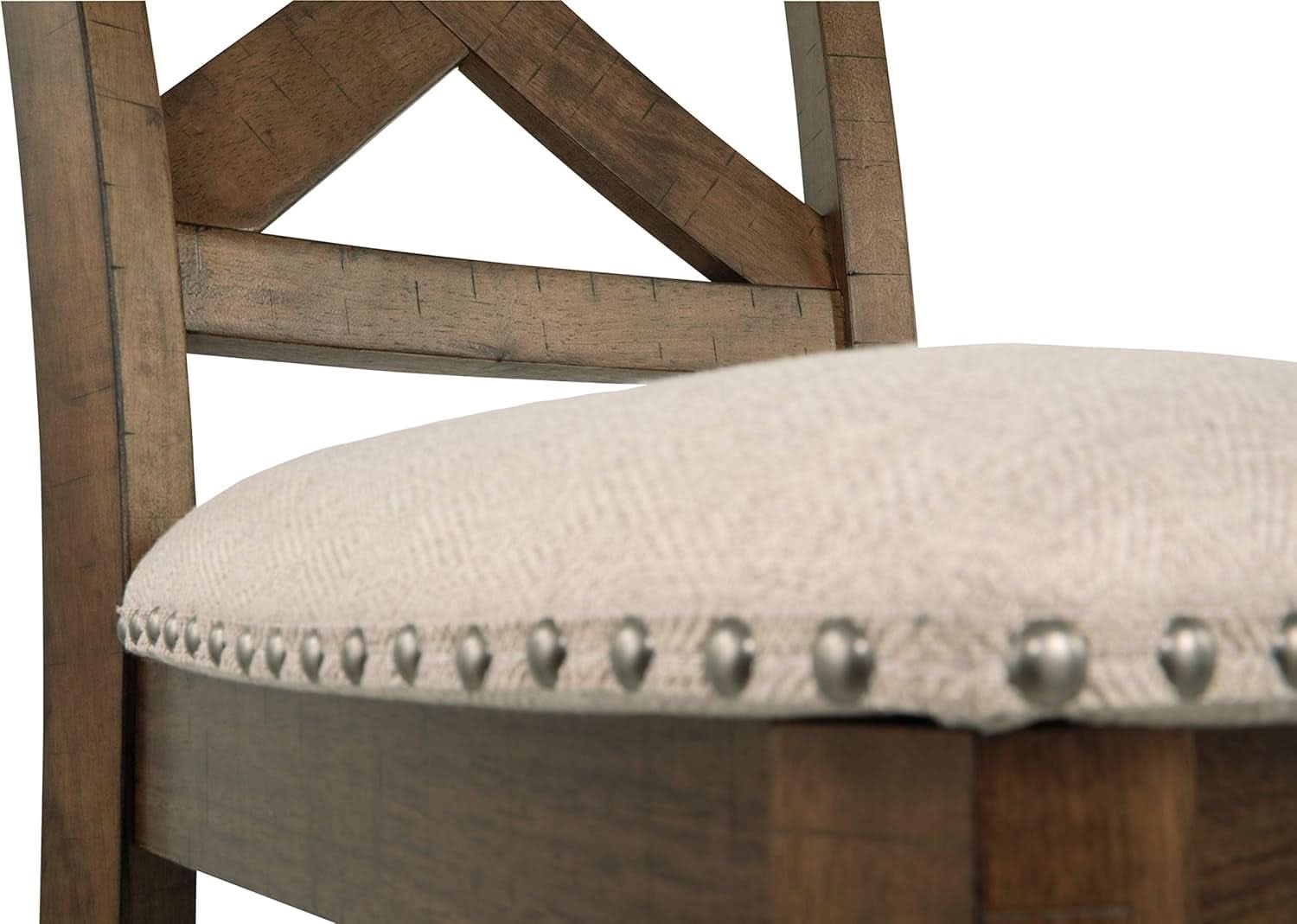 Moriville 24.5 Inch Upholstered Farmhouse Barstools Beige Brown Set of Two