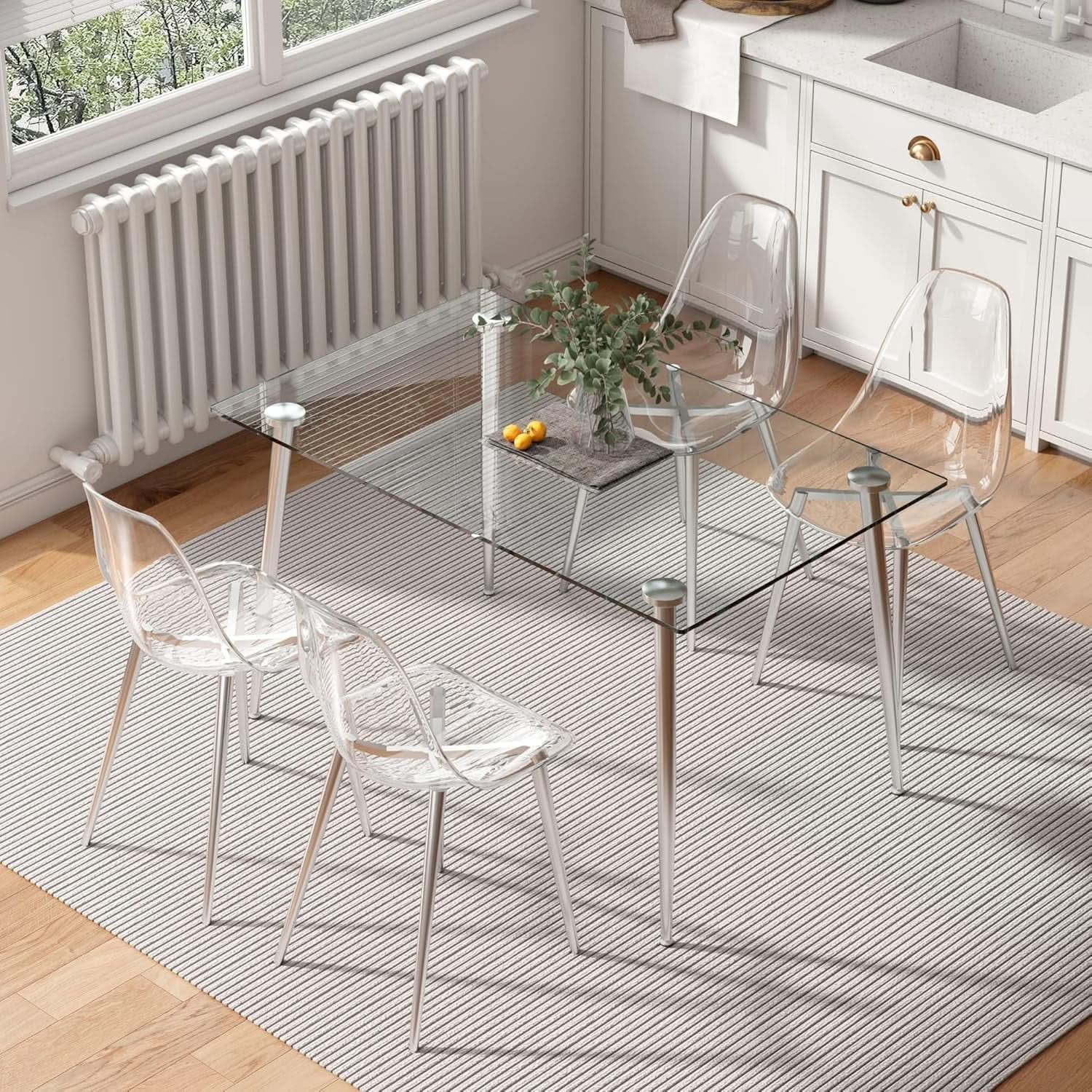 Clear Acrylic Dining Chairs Set Of 4 With Metal Legs