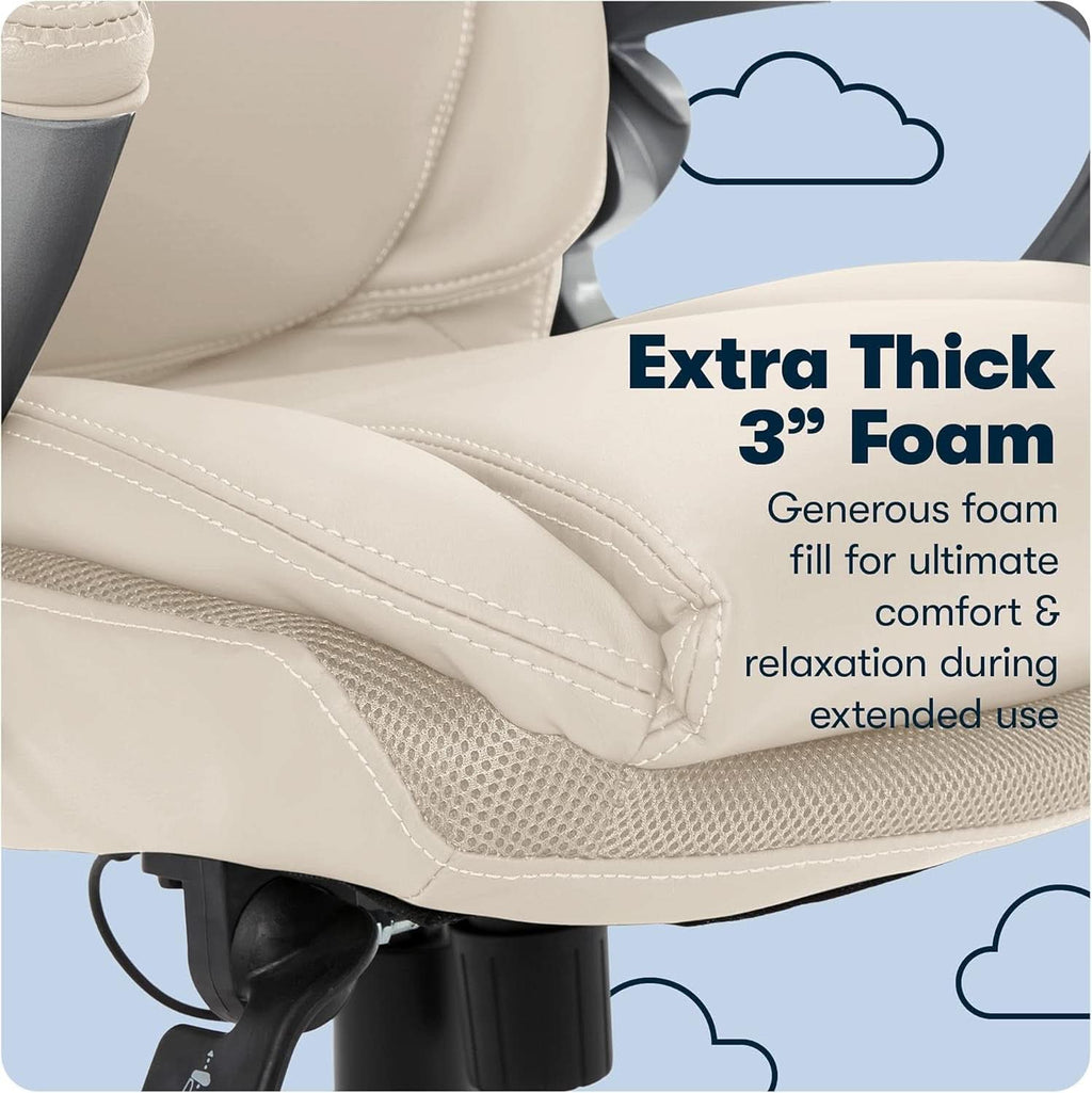 Executive Office Chair With AIR Lumbar Support Cream White