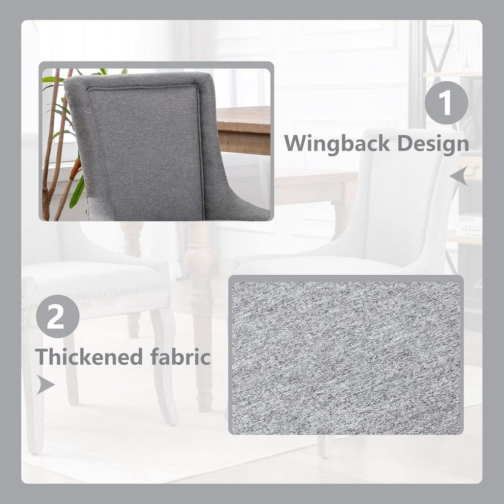 Grey High Back Dining Chairs Set Of 2 For Kitchen Use