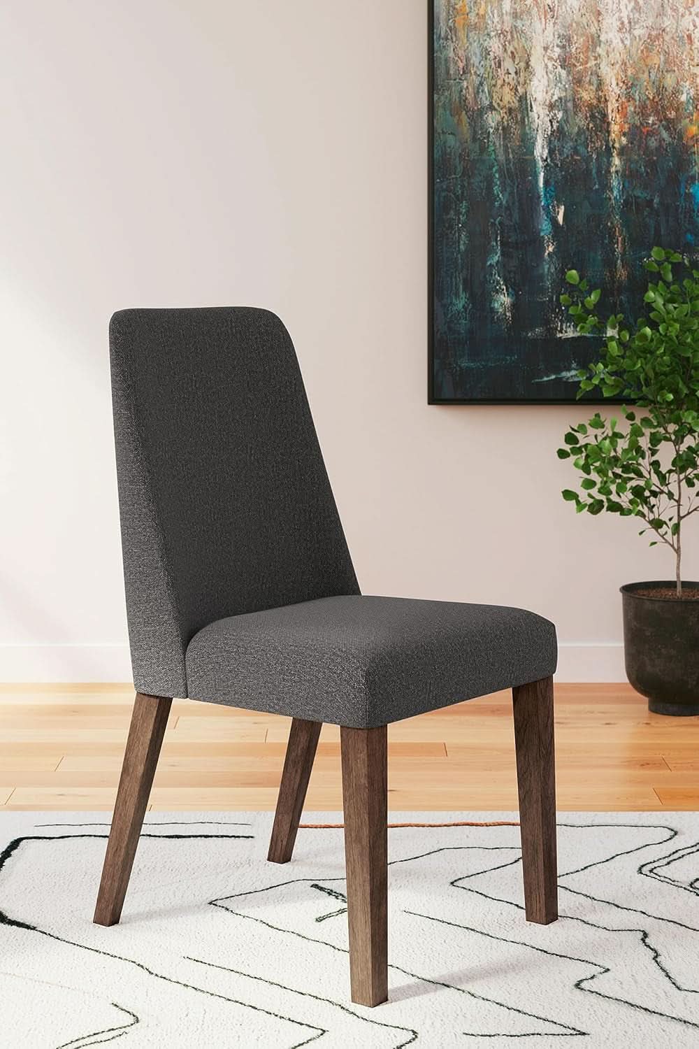 Upholstered Dining Chair, Foam Cushion, Dark Gray Set Of 2