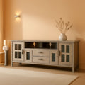 Solid Wood TV Stand 72 Inch Wide Distressed Grey Finish