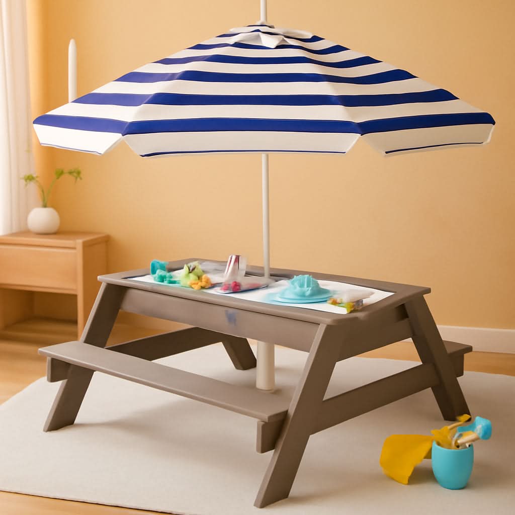 Gray Navy Kids Three In One Sand And Water Table Umbrella