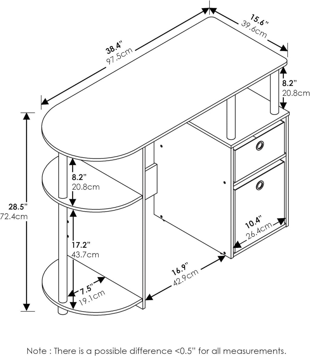 Jaya Brown Computer Study Desk With Storage Bins And Shelf