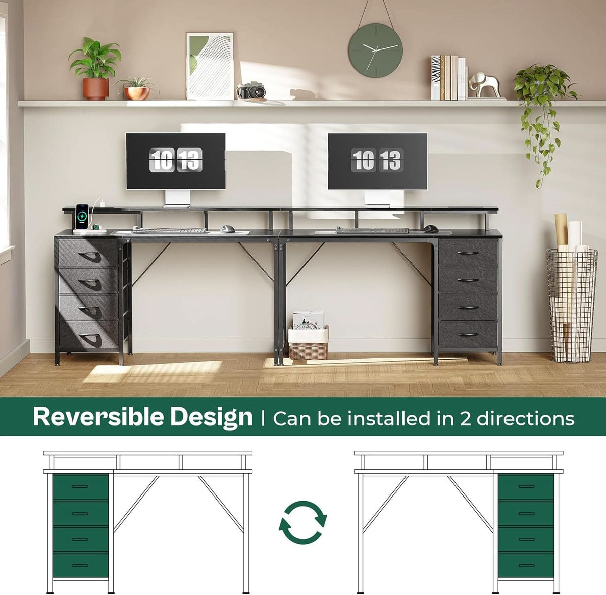 47 Inch Gaming Desk With LED Lights For Home Office