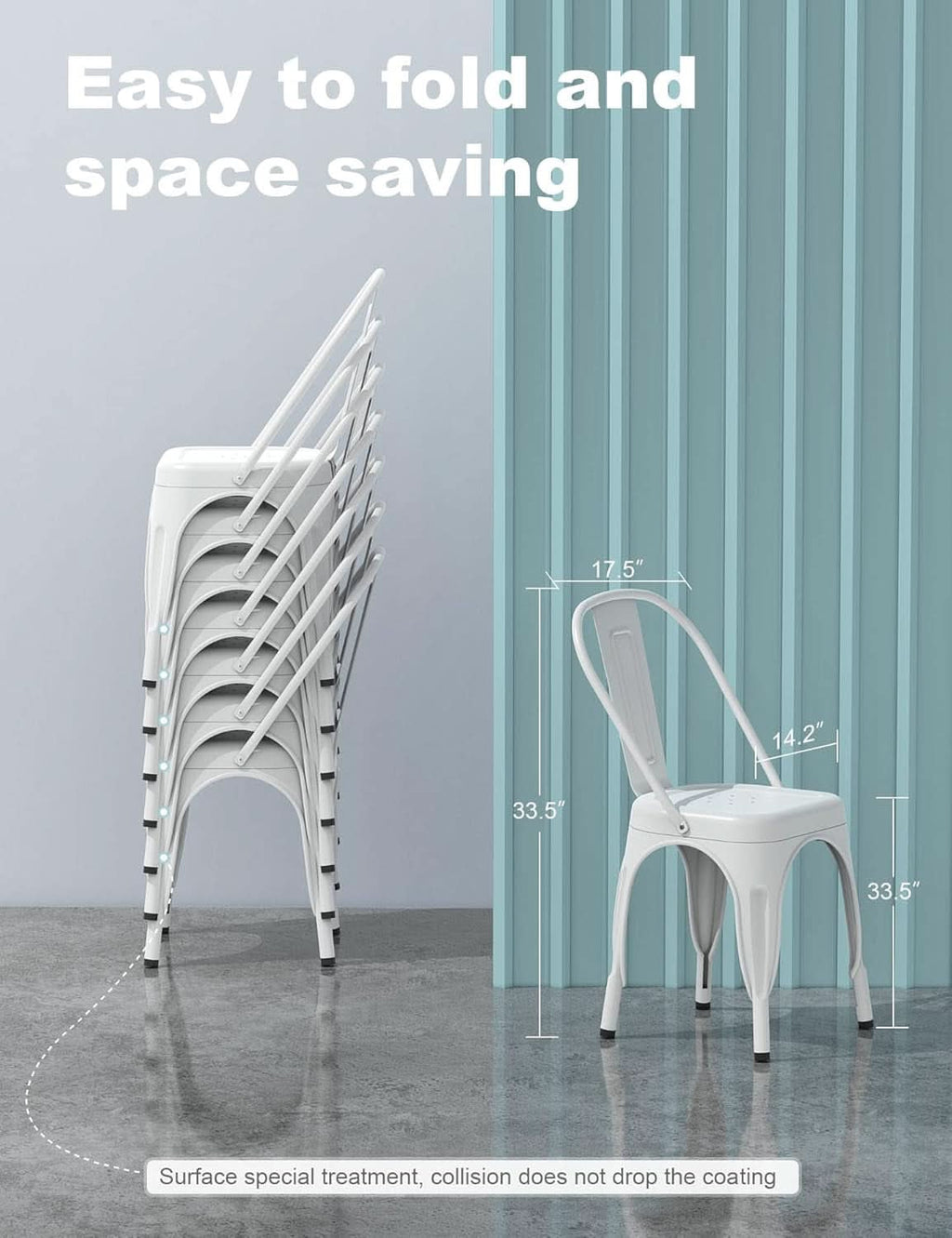 Tolix Style Metal Dining Chair White Stackable Set Of 4