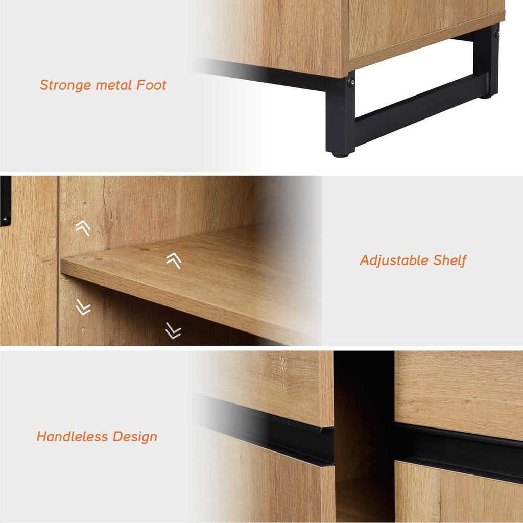 Oak 3 In 1 Modern Sideboard With Adjustable Shelf Unit