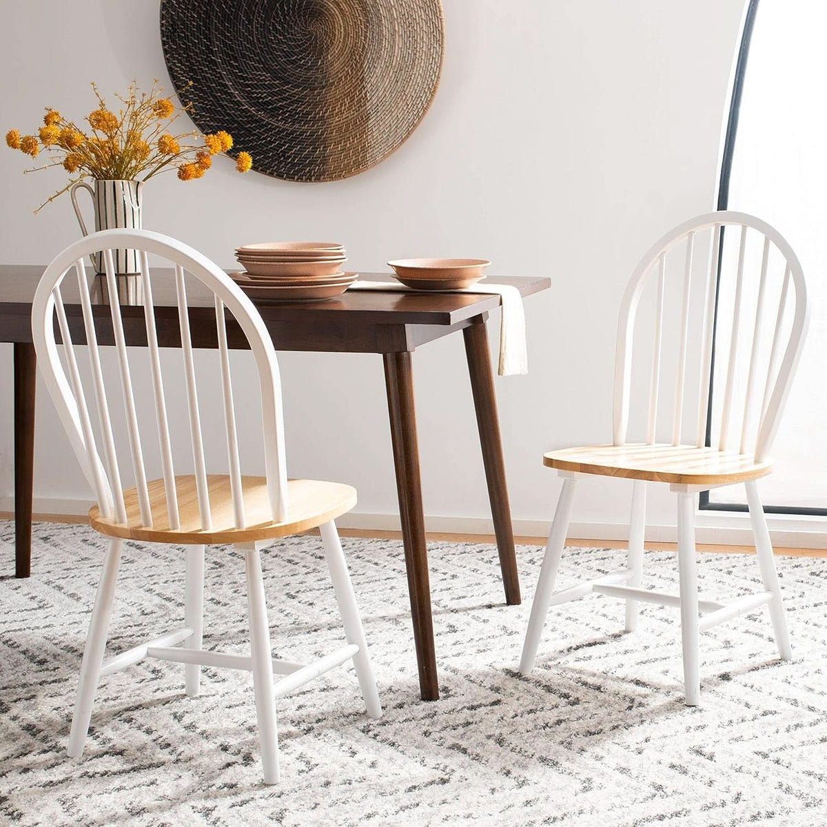 Farmhouse 18 Inch Black Spindle Back Dining Chairs Set Of 2