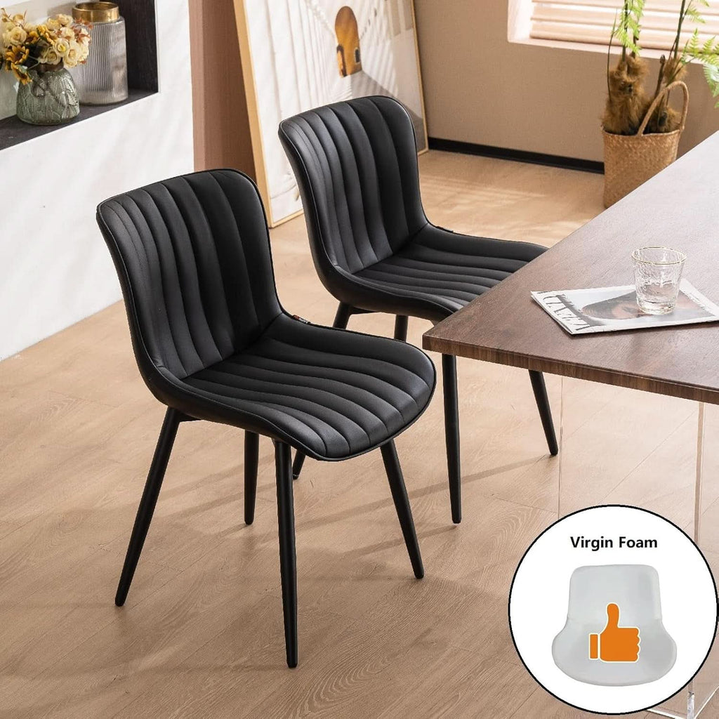 Black Upholstered Dining Chairs Set Of Two Modern Kitchen