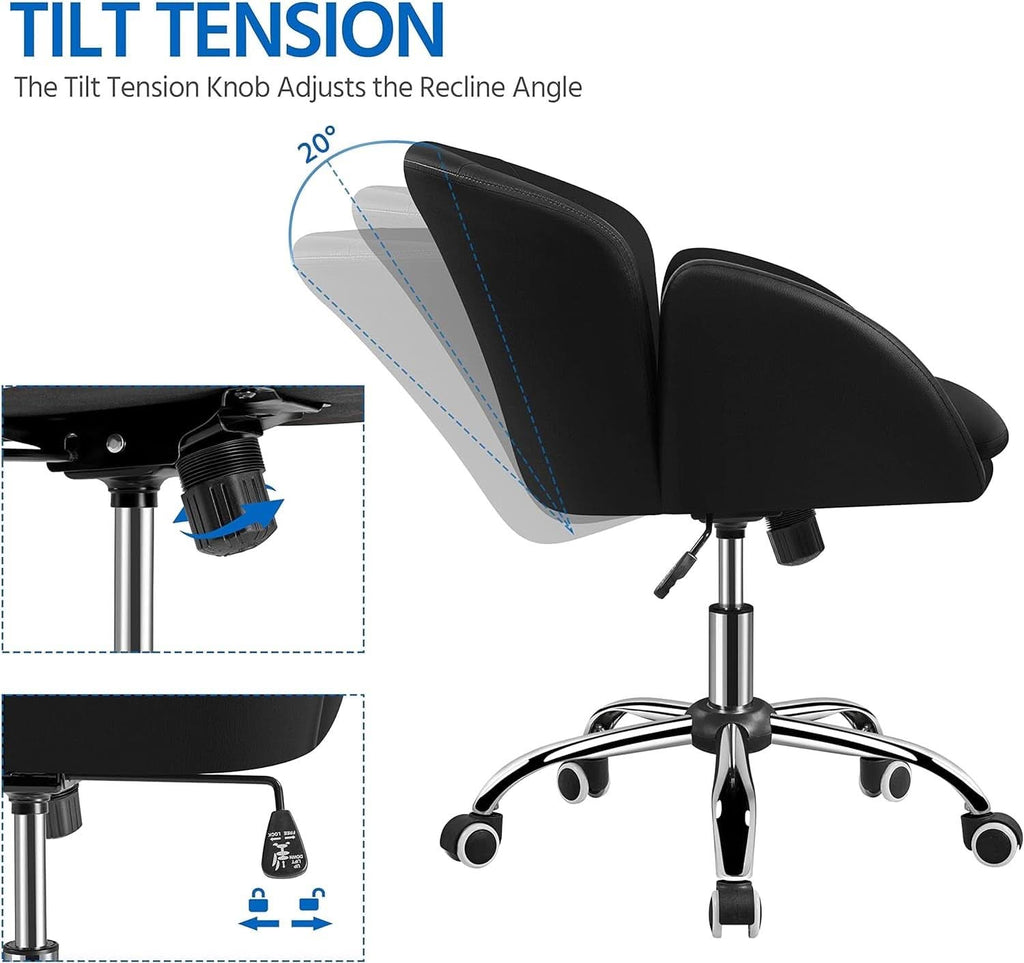 Black Velvet Upholstered Swivel Desk Chair For Office