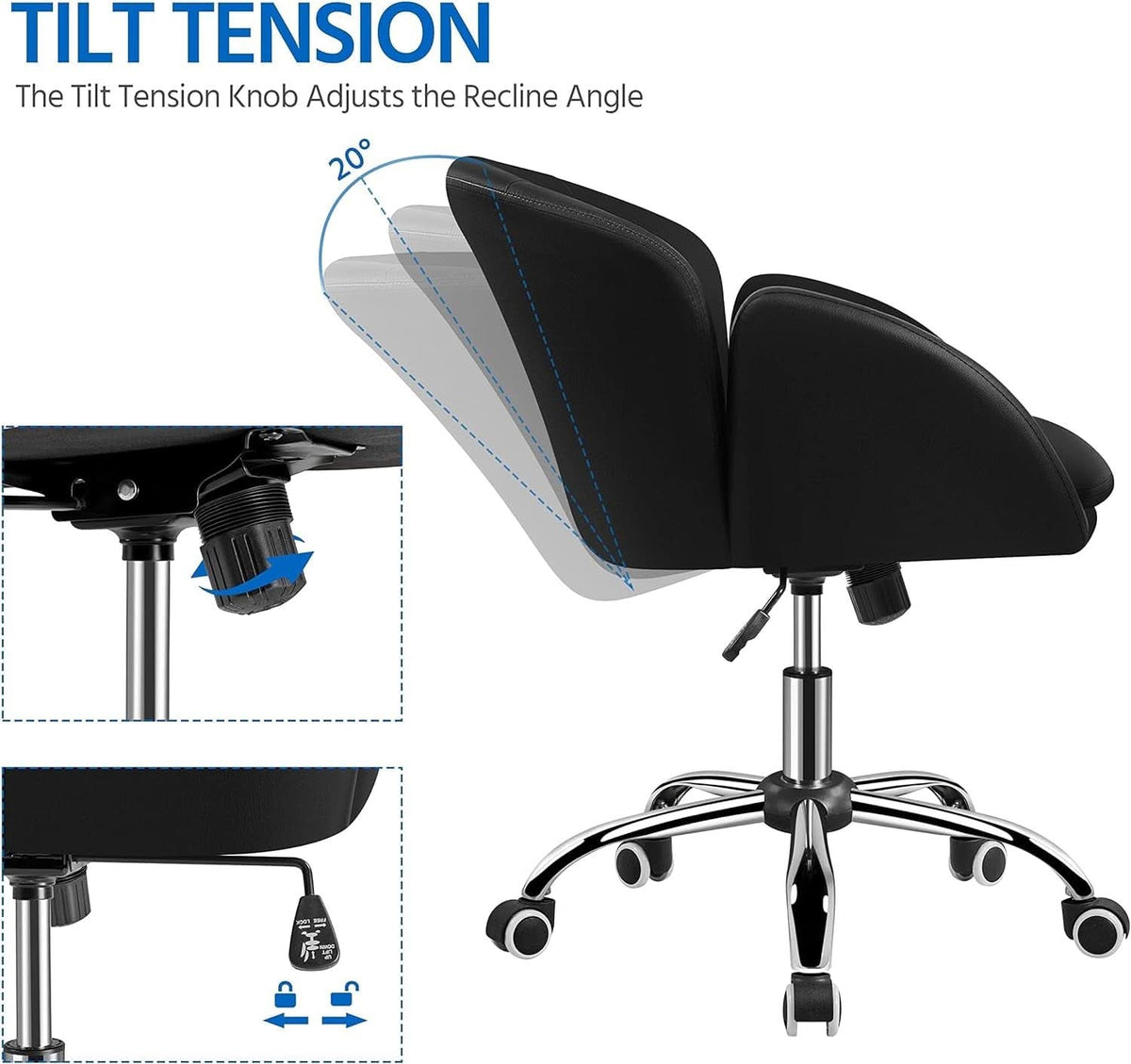 Black Velvet Upholstered Swivel Desk Chair For Office