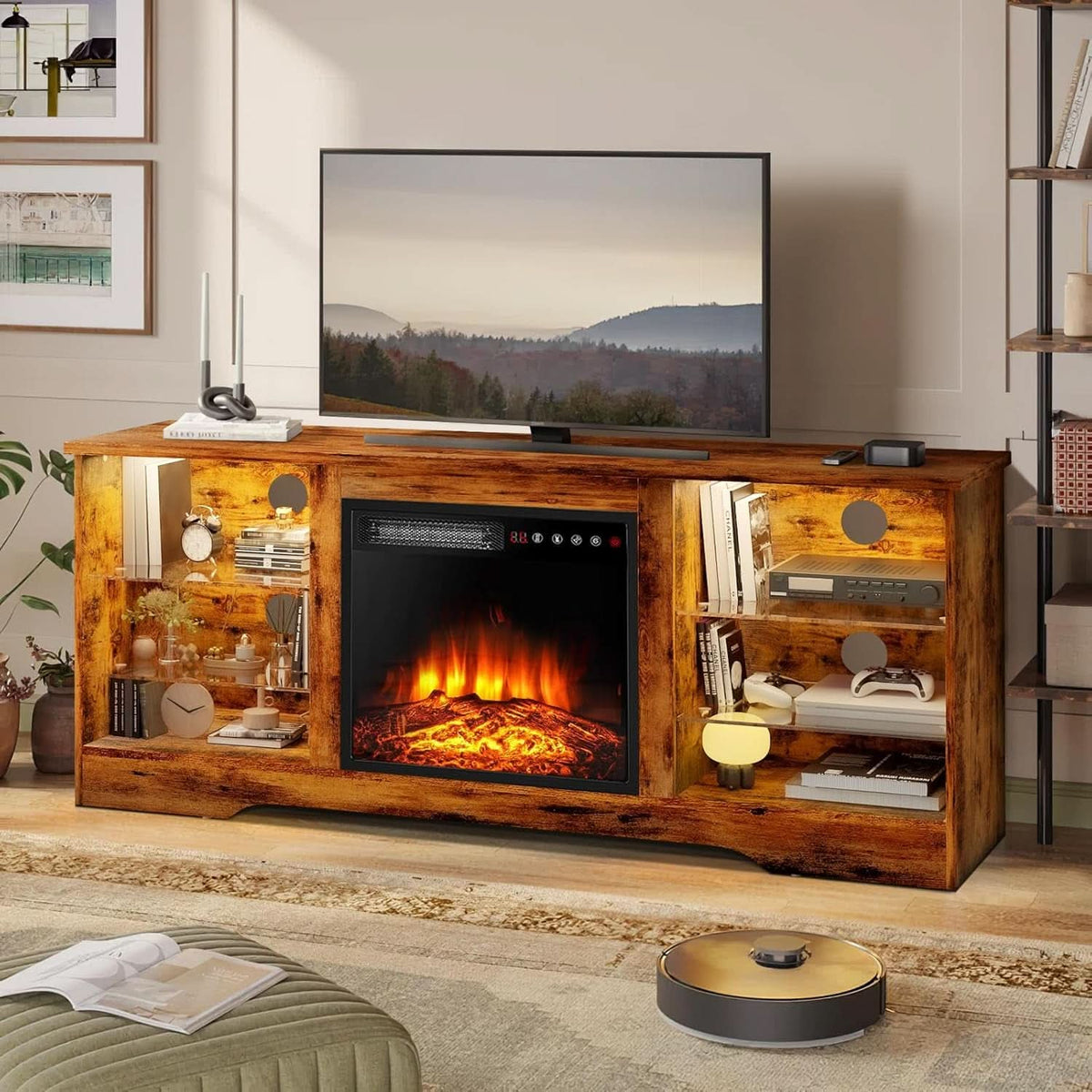 58 Inch Electric Fireplace TV Stand For 65 Inch Televisions