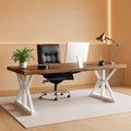70.8 Inch Executive Desk Brown White Home Office Desk