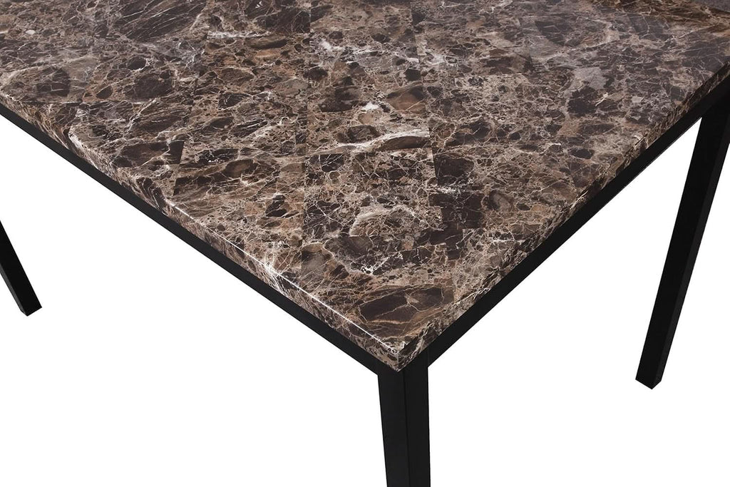Black Metal Dining Table With Laminated Faux Marble Top
