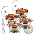 4pcs Round Chafing Dish Buffet Set 4.76qt Stainless Steel