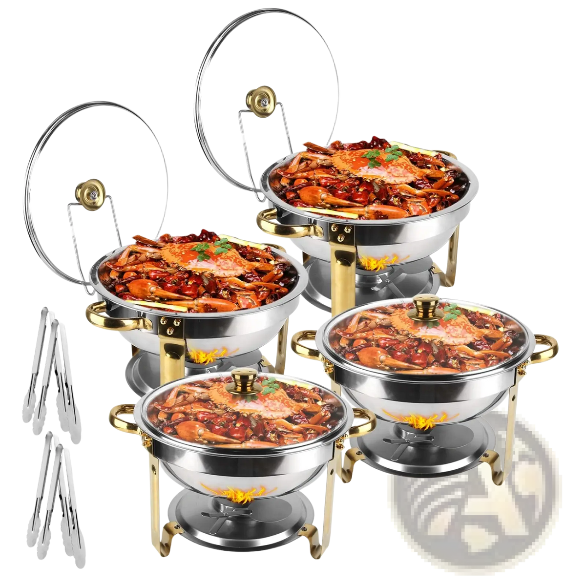4pcs Round Chafing Dish Buffet Set 4.76qt Stainless Steel