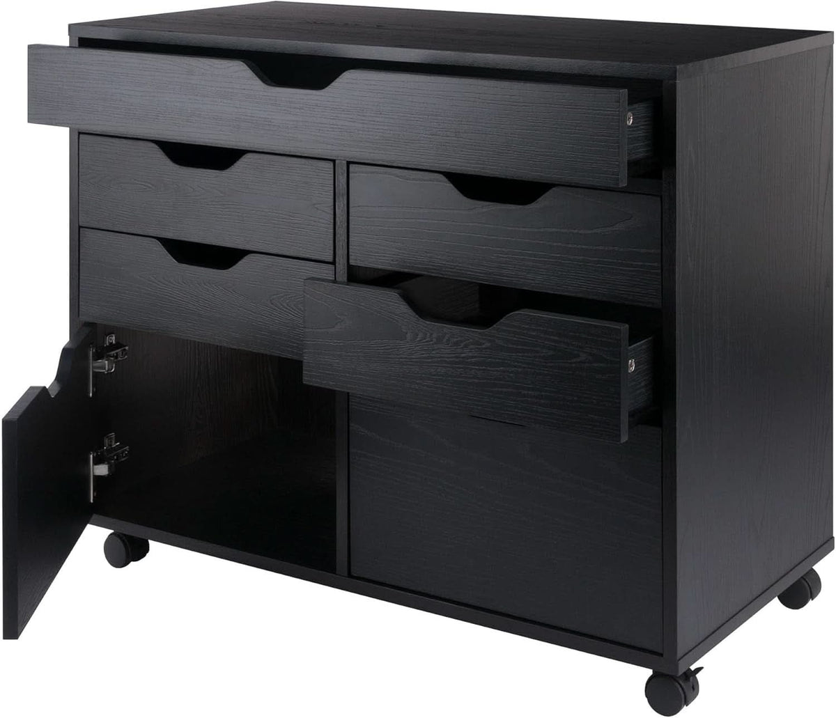 Black Halifax Two Door Storage Cabinet With Four Drawers