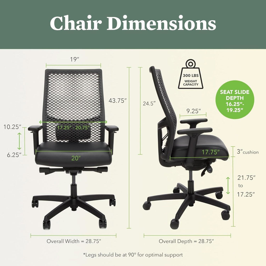 Ignition Two Point Zero Ergonomic Office Chair Adjustable Lumbar Support Black