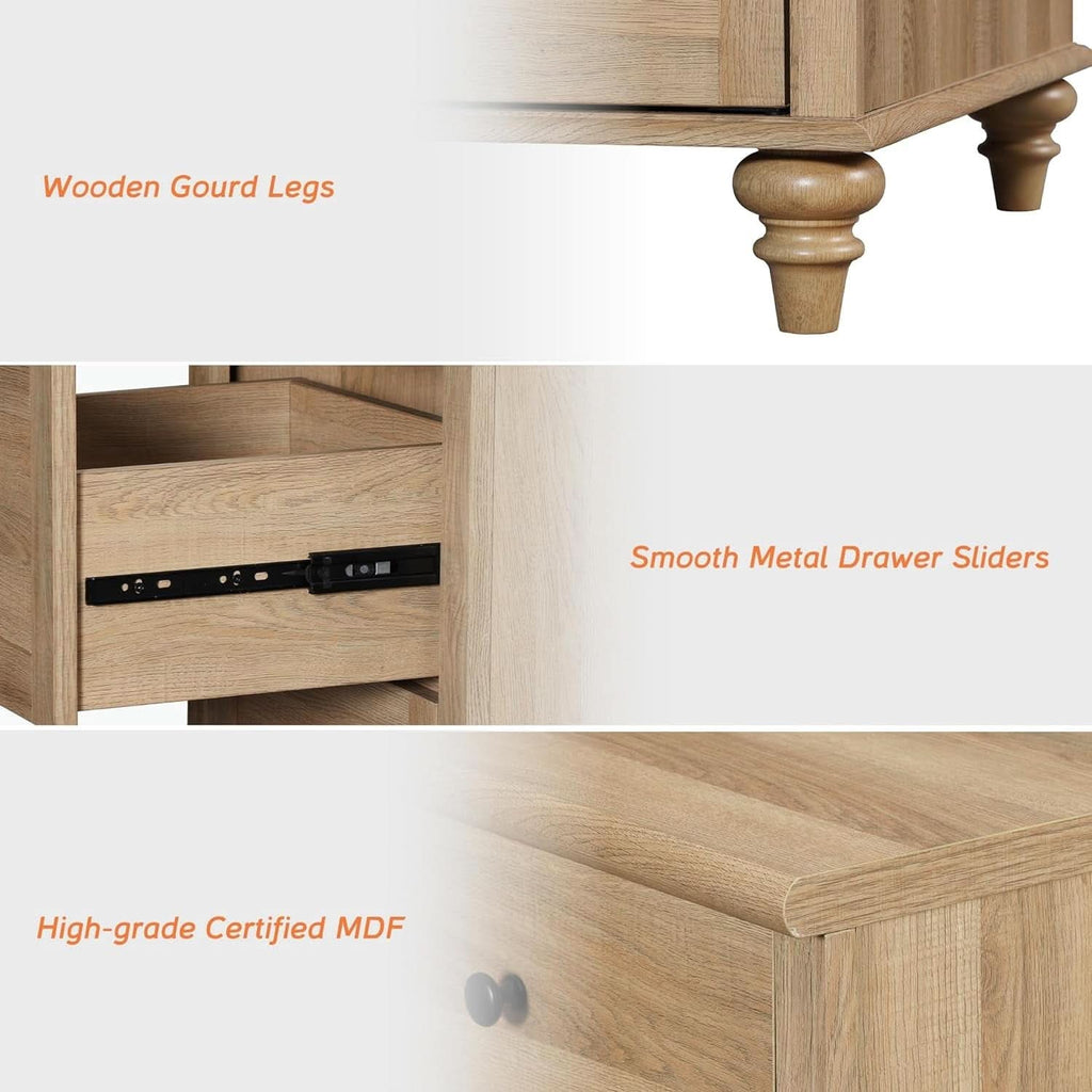 Oak Buffet Cabinet 68 Inch With 4 Doors And 2 Drawers