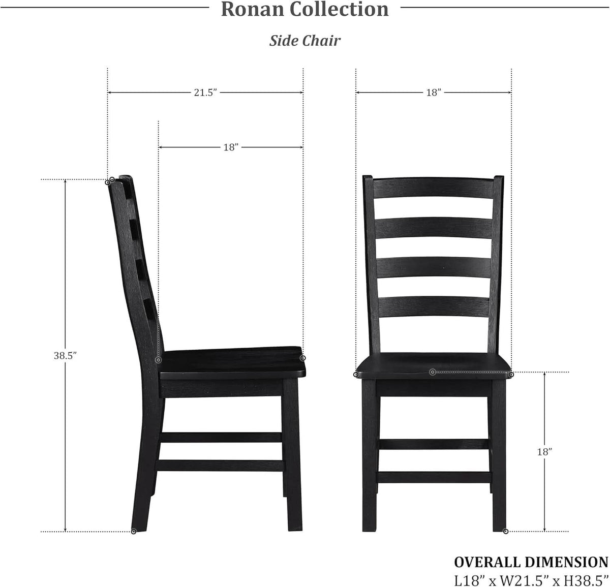 Black Dining Chairs Set Of 2 With Solid Wood Legs And Footrest