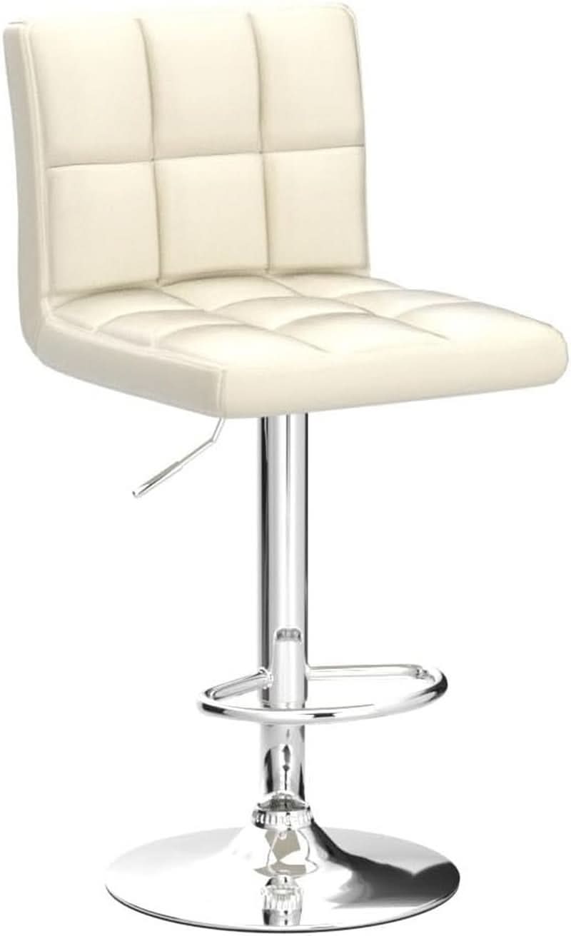 Beige Adjustable PU Leather Swivel Bar Stools Set Of 2