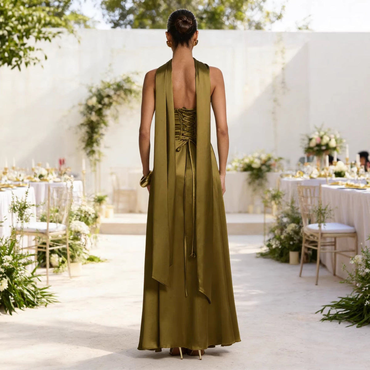 Womens Chest Wrapping Backless Tube-Top Waist-Cinching Evening Gown Long Dress Women'S Solid Sexy Elegant Clothes Party Club Prom Summer Outfit