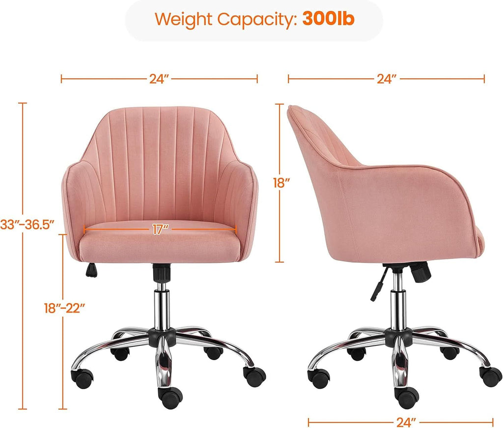 Pink Desk Chair With Adjustable Height For Home Office