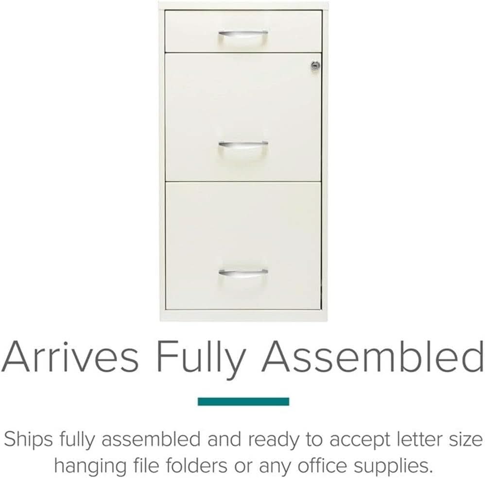 3 Drawer 27.32 Inch White Metal Filing Cabinet Lockable Preassembled For Legal And Letter Size
