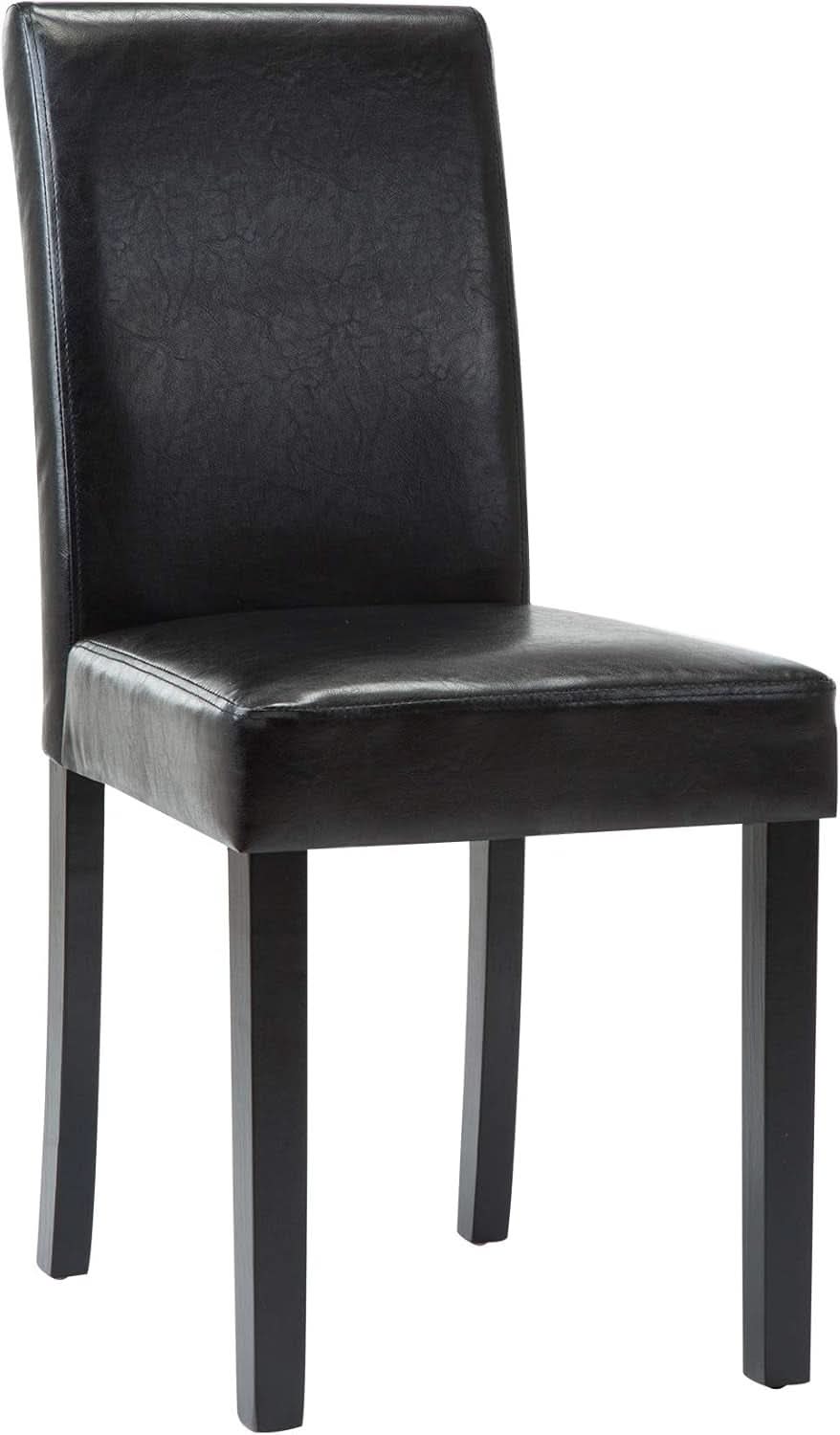Modern PU Upholstered Dining Chairs Black Cushioned Seats