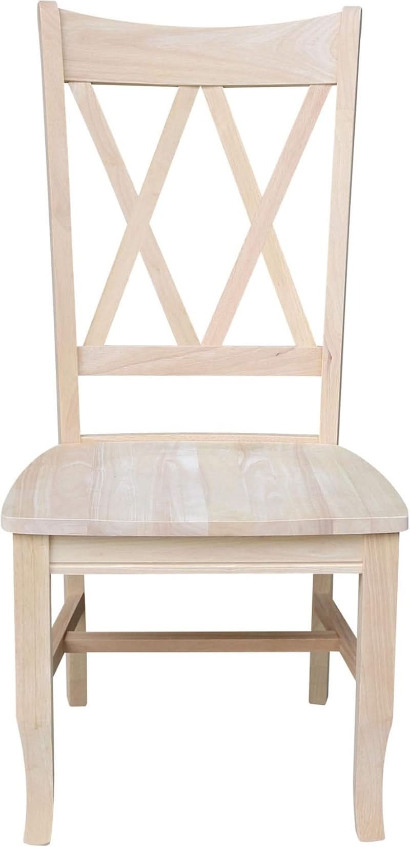 Two Unfinished Parawood Dining Chairs With X Back