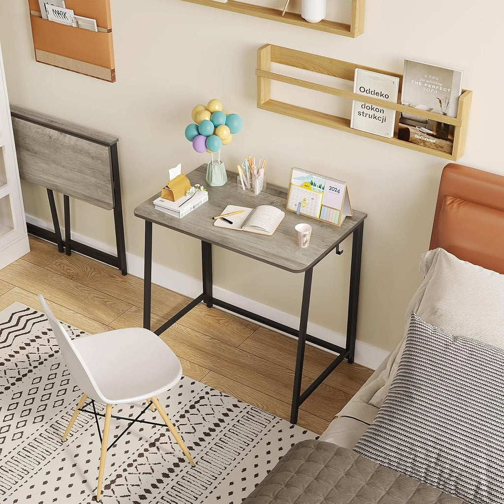 Folding Desk 31.5 Inch Gray Wash Fits Small Spaces