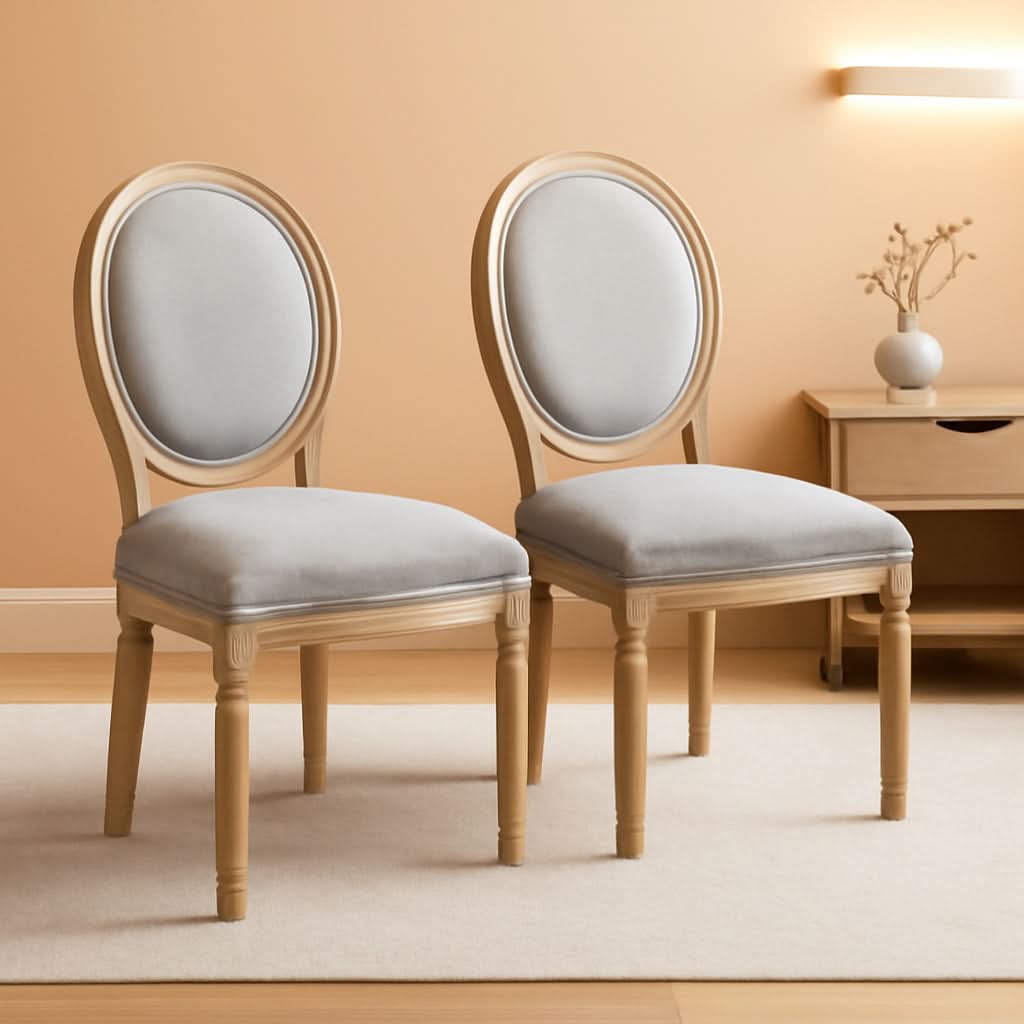 Light Grey Upholstered Dining Chairs Set Of 2 Round Back