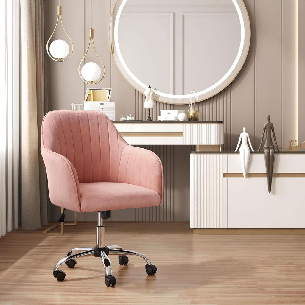Pink Desk Chair With Adjustable Height For Home Office