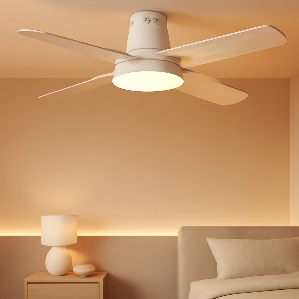 44 Inch White Smart Ceiling Fan With Dimmable LED Light And Remote